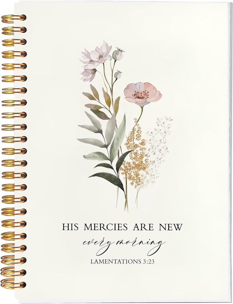 BearCake Bible Christian Journals Floral Notebooks for Women Note Taking,Prayer Journal for Women, His Mercies are New Every Morning,Bible Study Journal for Women 5.5x8.3 - Image 1